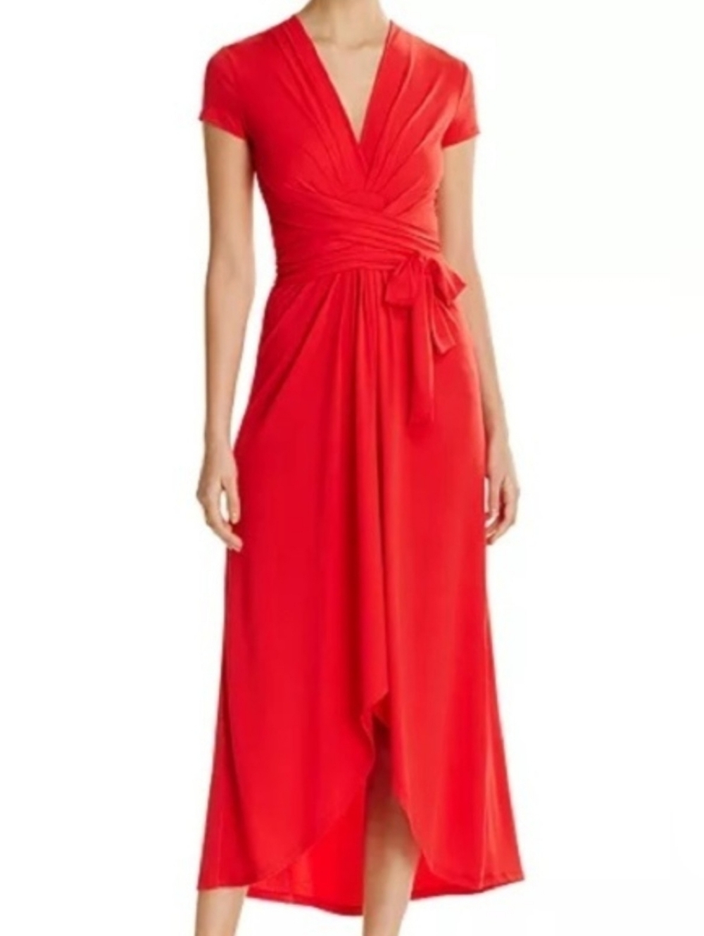 Michael Kors Red High-Low Wrap Whimsical Maxi Dress - Picture 4 of 11